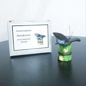 Green Swallowtail Butterfly Porcelain Hinged Box PHB Midwest